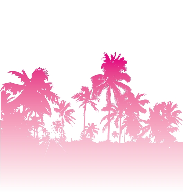 热带棕榈树的剪影矢量背景