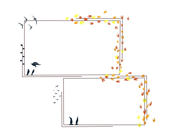 长方形两个相框插画