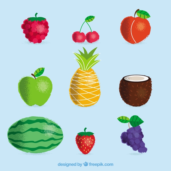 不同种类的水果手绘图形设计元素