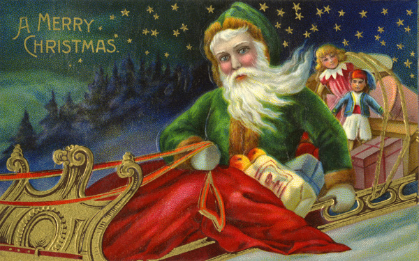 驾着马车的圣诞老人图片