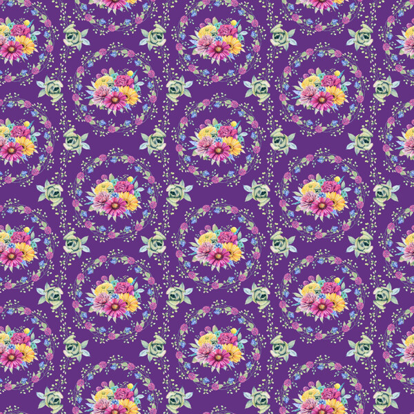 手绘紫色背景的菊花花卉JPG背景素材