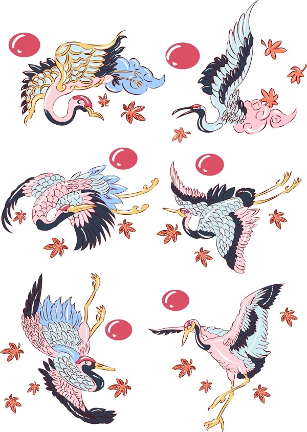 手绘动物中国风仙鹤