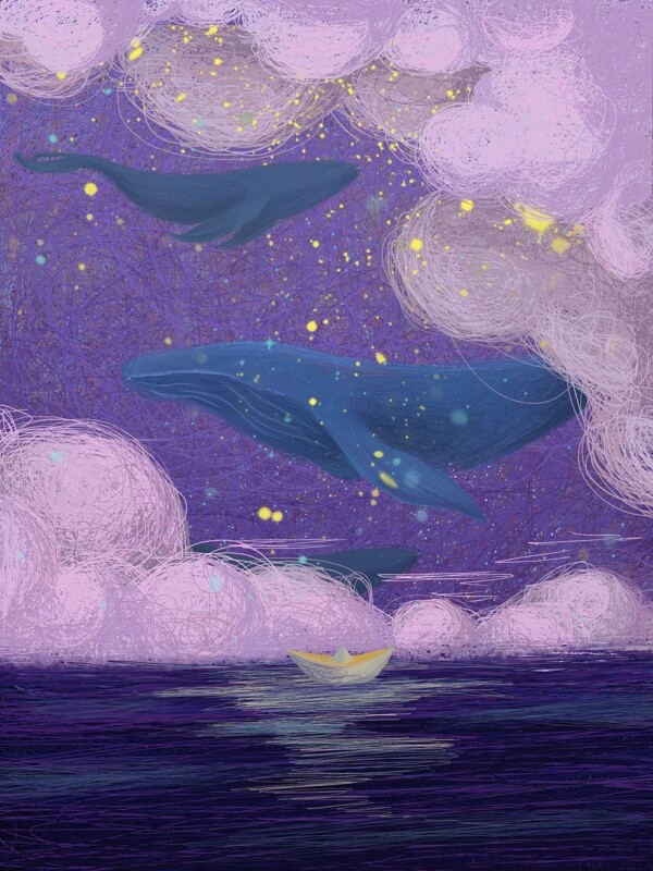 梦幻浪漫紫色大海风景背景