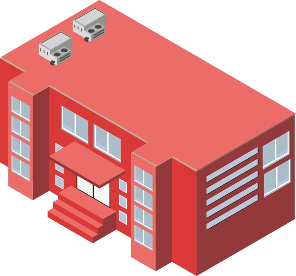 2.5D红色线性建筑简单AI素材