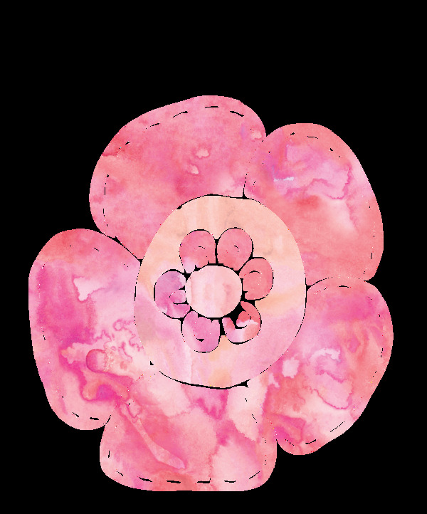 儿童绘画花卉卡通水彩透明素材