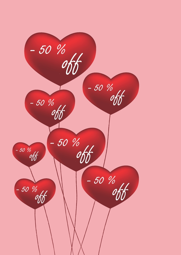 红色爱心气球图标背景图案