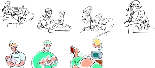 卡通医生和孕妇