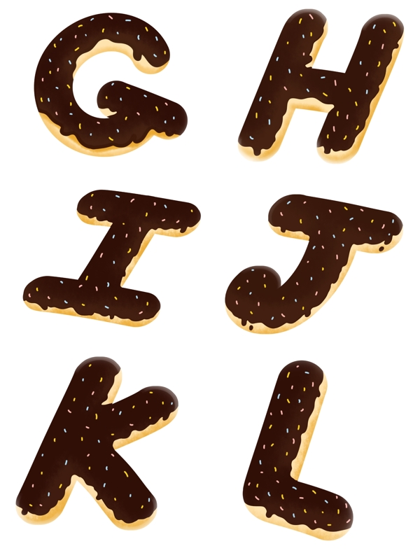 商用手绘甜甜圈食物糖衣英文字母组合2