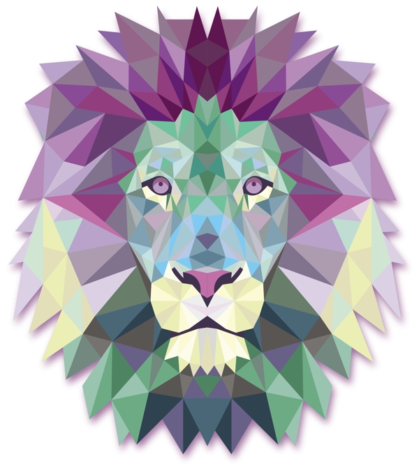 多边形的彩色狮子头