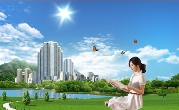 房地产风景城市商业形象广告图片