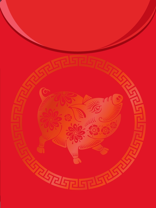 红色简约猪年剪纸新春背景设计