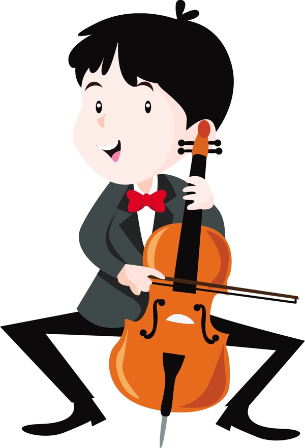 大提琴孩子乐队设计矢量素材