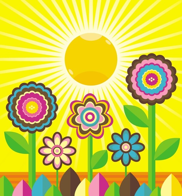 矢量素材可爱太阳花朵