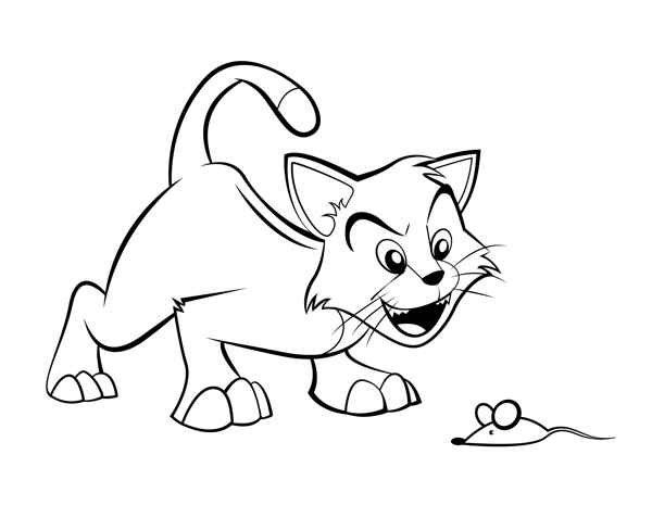 儿童插画小猫老鼠简笔画