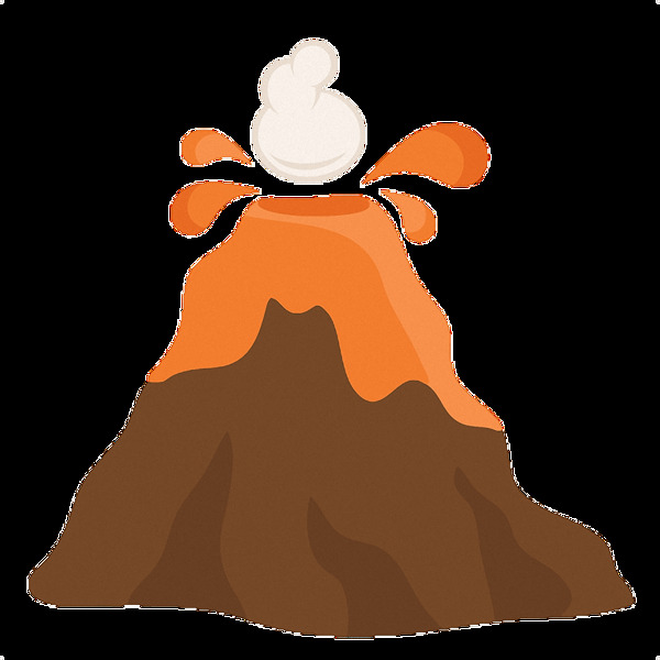 手绘褐色火山免抠png透明图层素材