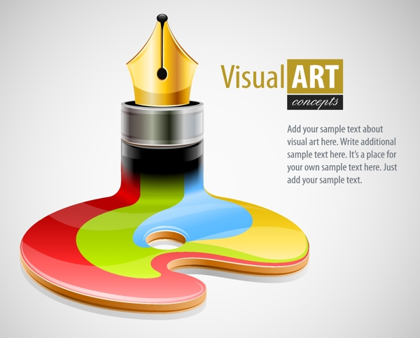 矢量钢笔涂料造型素材