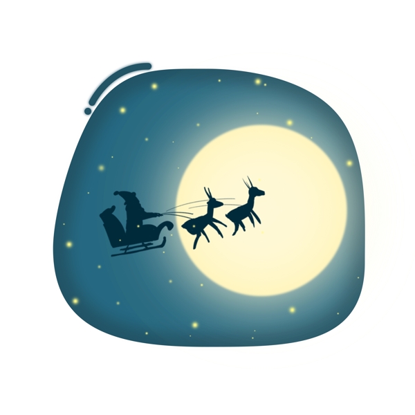 原创手绘圣诞场景夜空中的圣诞老人设计元素