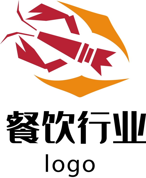 餐饮行业虾大气红色logo