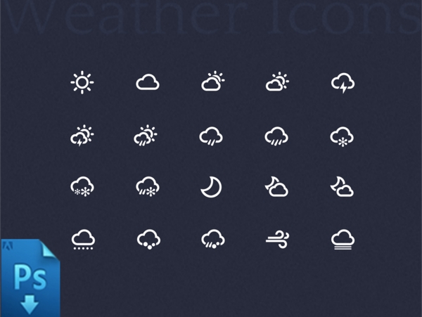 线条矢量天气控件icon图标设计