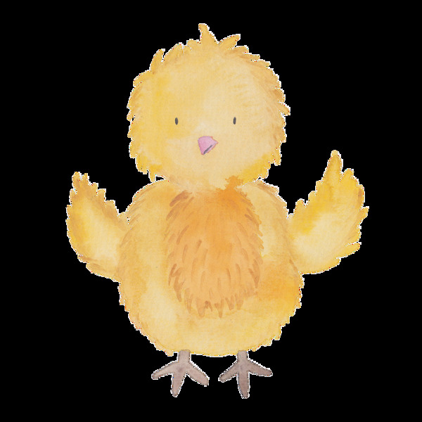黄色手绘小鸡透明卡通素材装饰