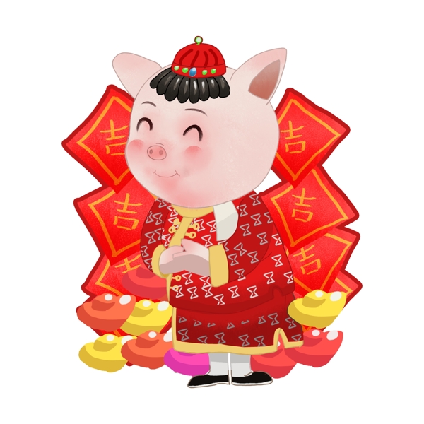 新年拜新年的小猪