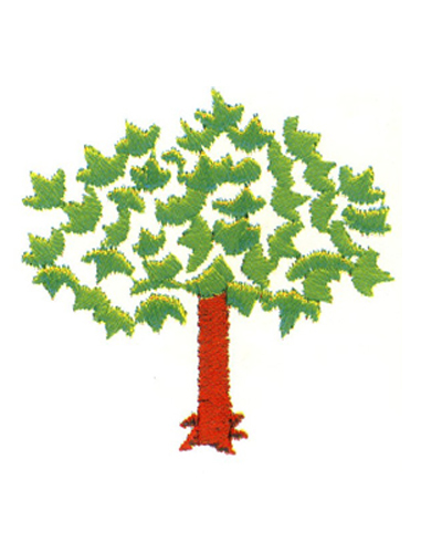 绣花大树绿色红色森林免费素材