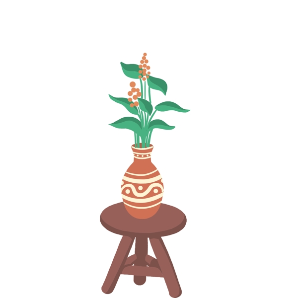 桌子上的盆栽图案