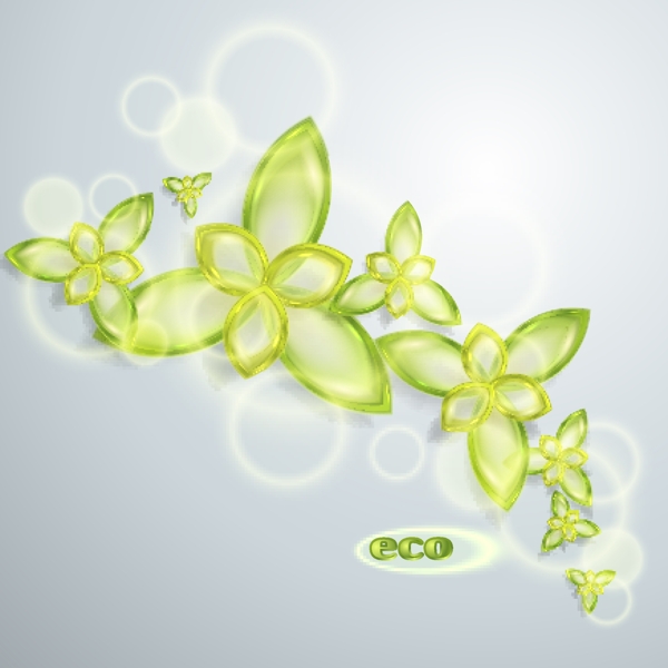 绿色玻璃质感叶子图案矢量素材