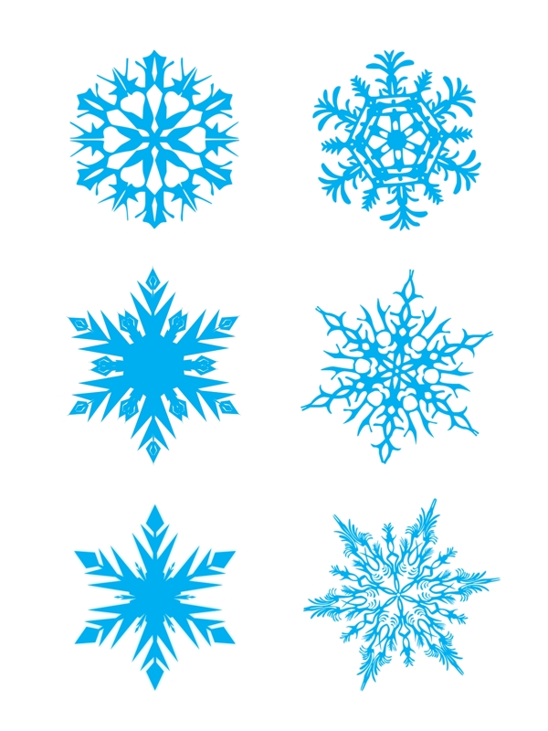 浪漫雪花图标圣诞节蓝色冬季卡通商用素材