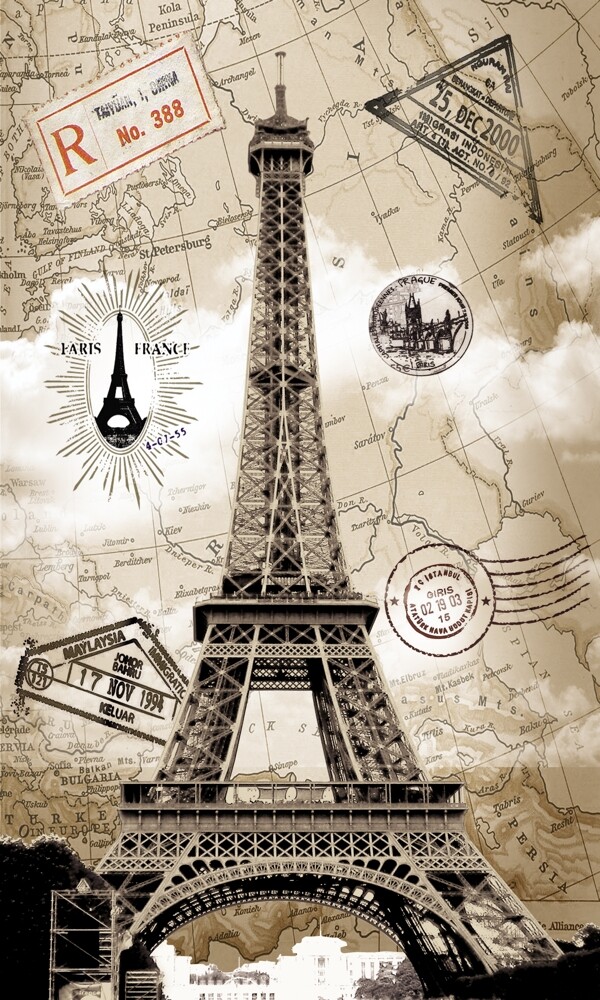 巴黎铁塔玄关背景