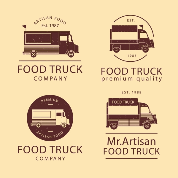 老式食品卡车标志收集