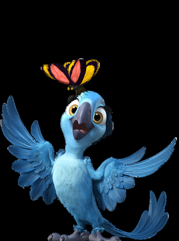 一只张嘴笑的蓝色鹦鹉透明素材