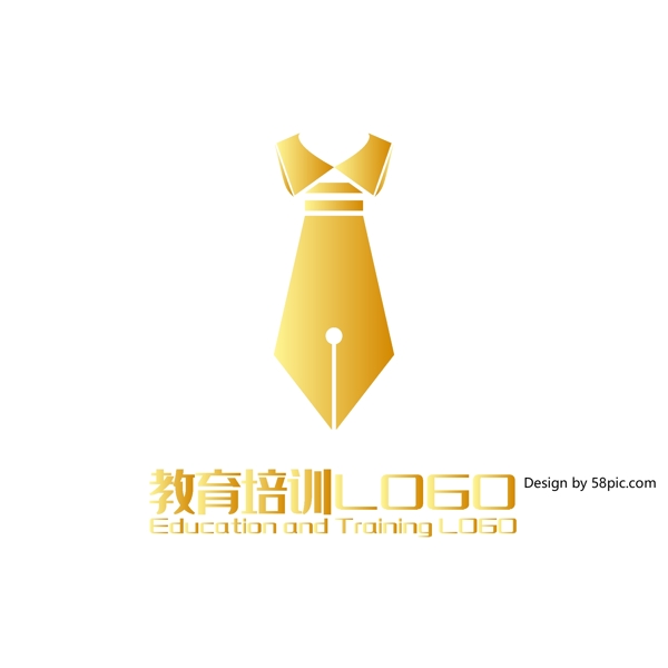 原创手绘简约领带钢笔培训班教育LOGO