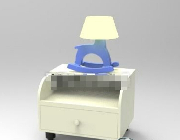 床头柜加台灯的组合3D模型