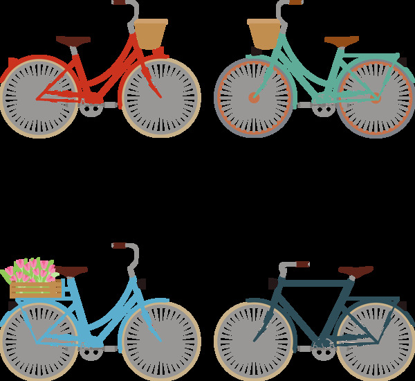 各种自行车单车插画免抠png透明图层素材