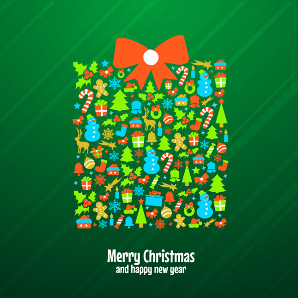 绿色礼品盒背景圣诞饰品