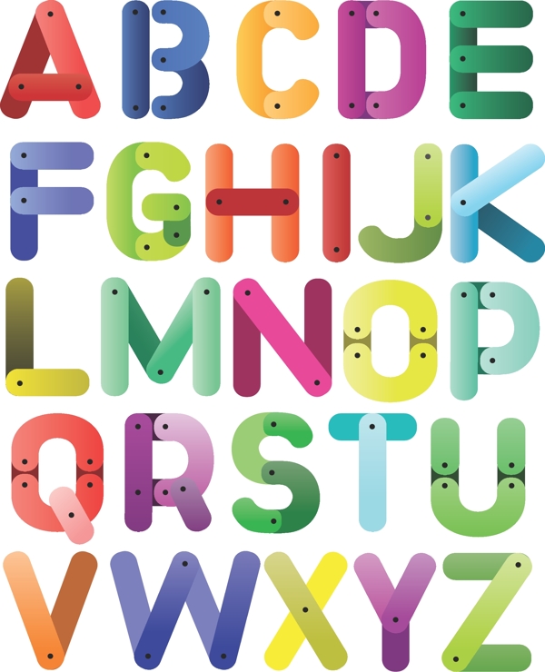 彩色拼接字母矢量素材