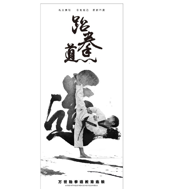 跆拳道书法海报