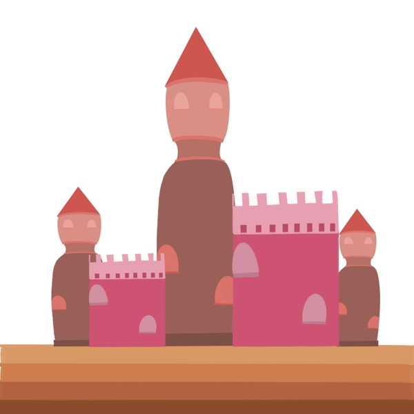 手绘清新粉色城堡