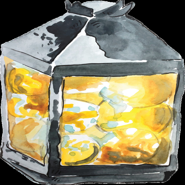 手绘一盏台灯透明素材卡通