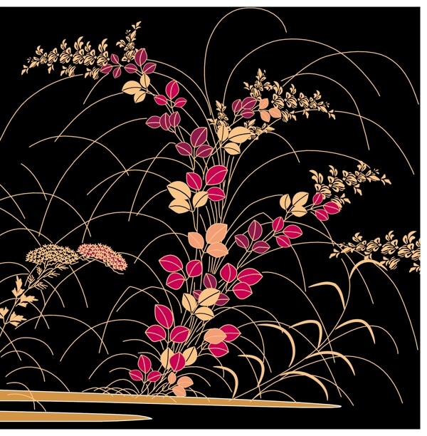 日本传统图案矢量素材58花卉植物图片
