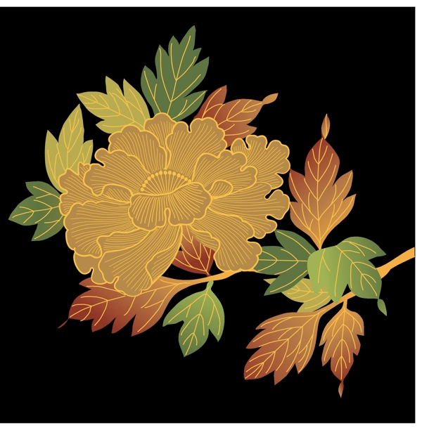金色叶子花朵花纹背景图