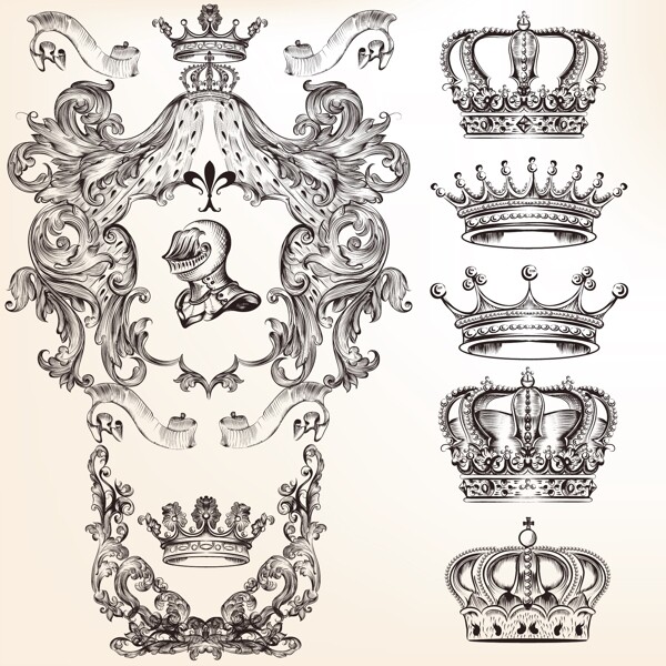 经典的装饰和王冠