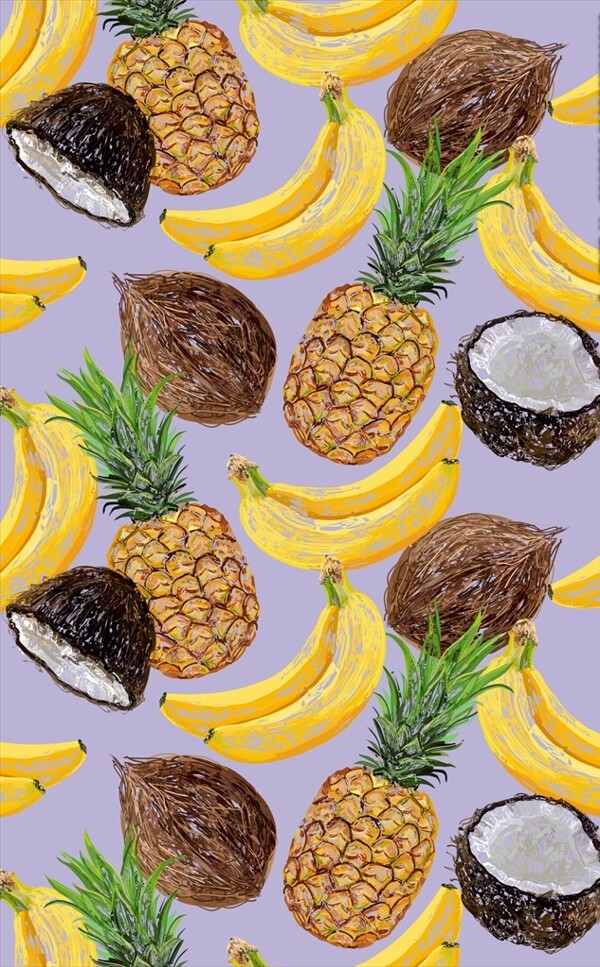 水果素材下载菠萝香蕉矢量图椰子