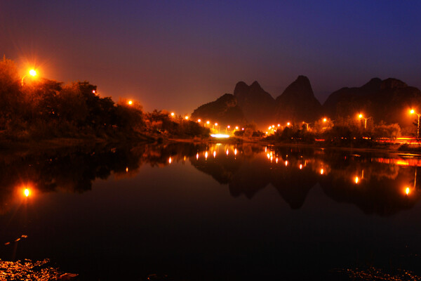 桂林琴潭夜景图片