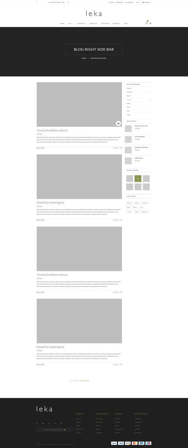 公司博客排列网页界面模板素材白色psd