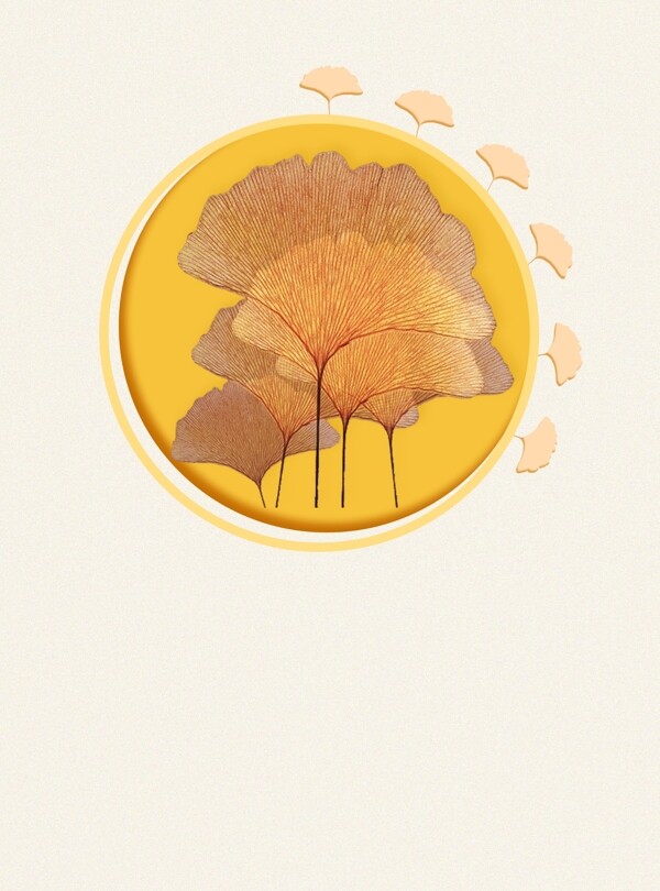 彩绘秋季银杏落叶背景设计