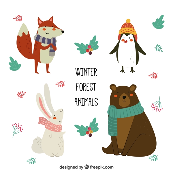 可爱冬季围巾动物