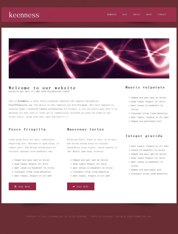 紫红幻光信息网页模板