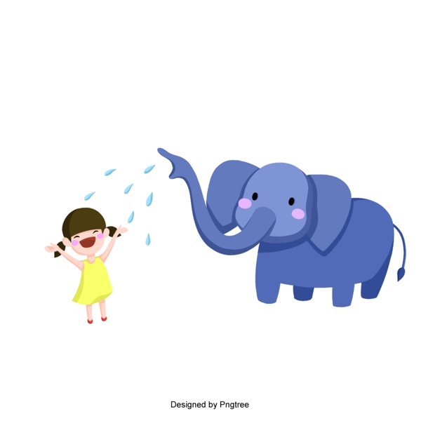 卡通大象和小女孩